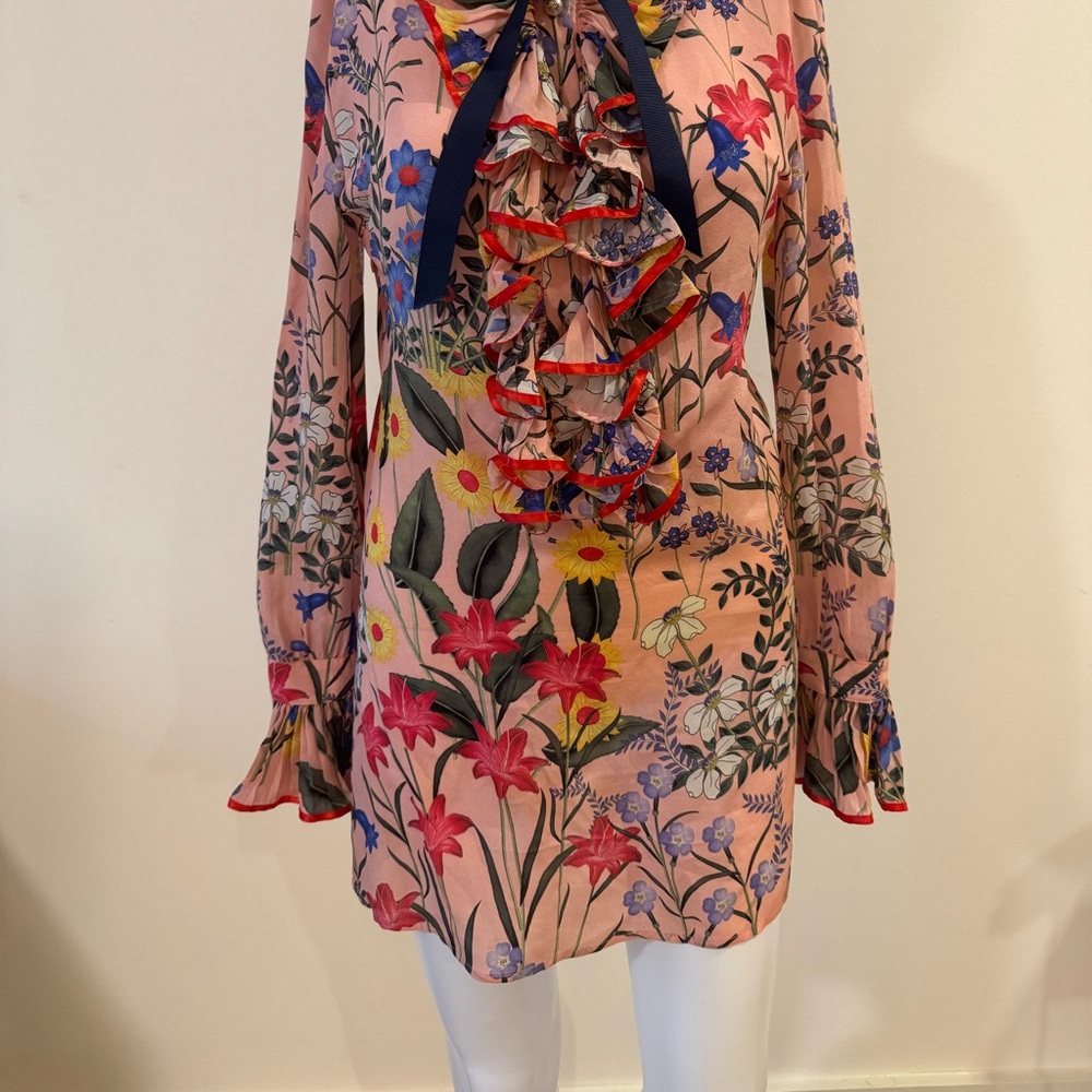 Gucci Floral Ruffle Blouse with Long Sleeves
